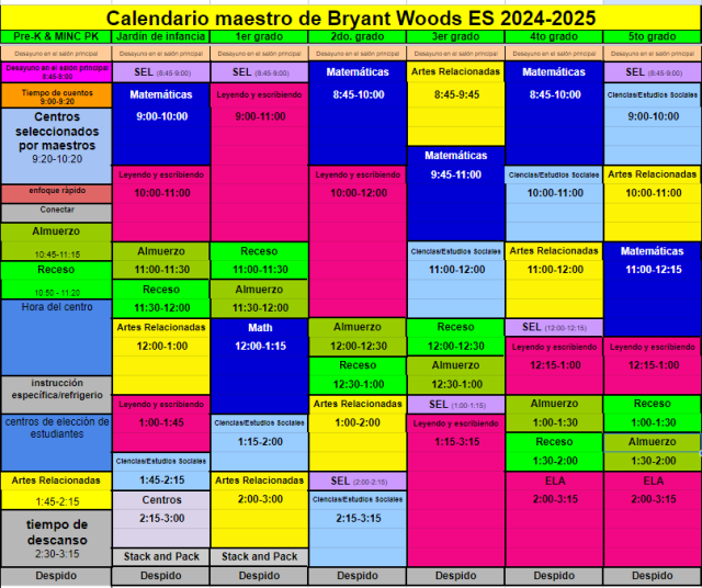 School Schedules Bryant Woods Elementary School School Schedules Bryant Woods Elementary School